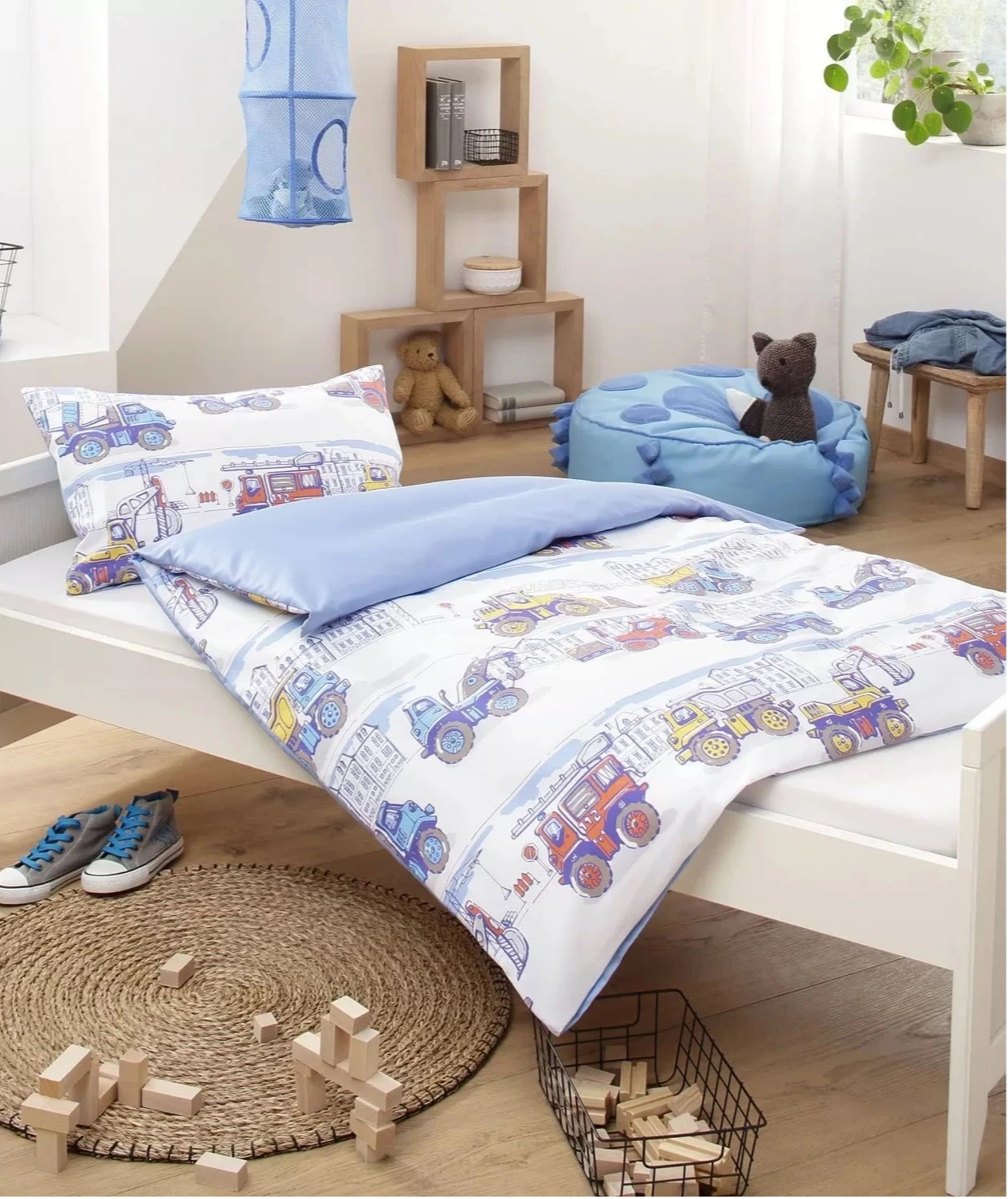 Lorena Mako Satin Kinder Bettwäsche Lorenchen Baumeister Bagger (1St)