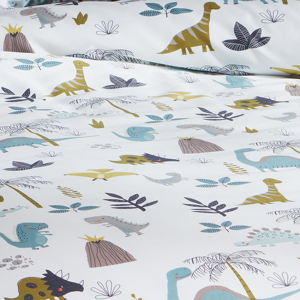 Lorena Mako Satin Kinder Bettwäsche Lorenchen Dino World weiß