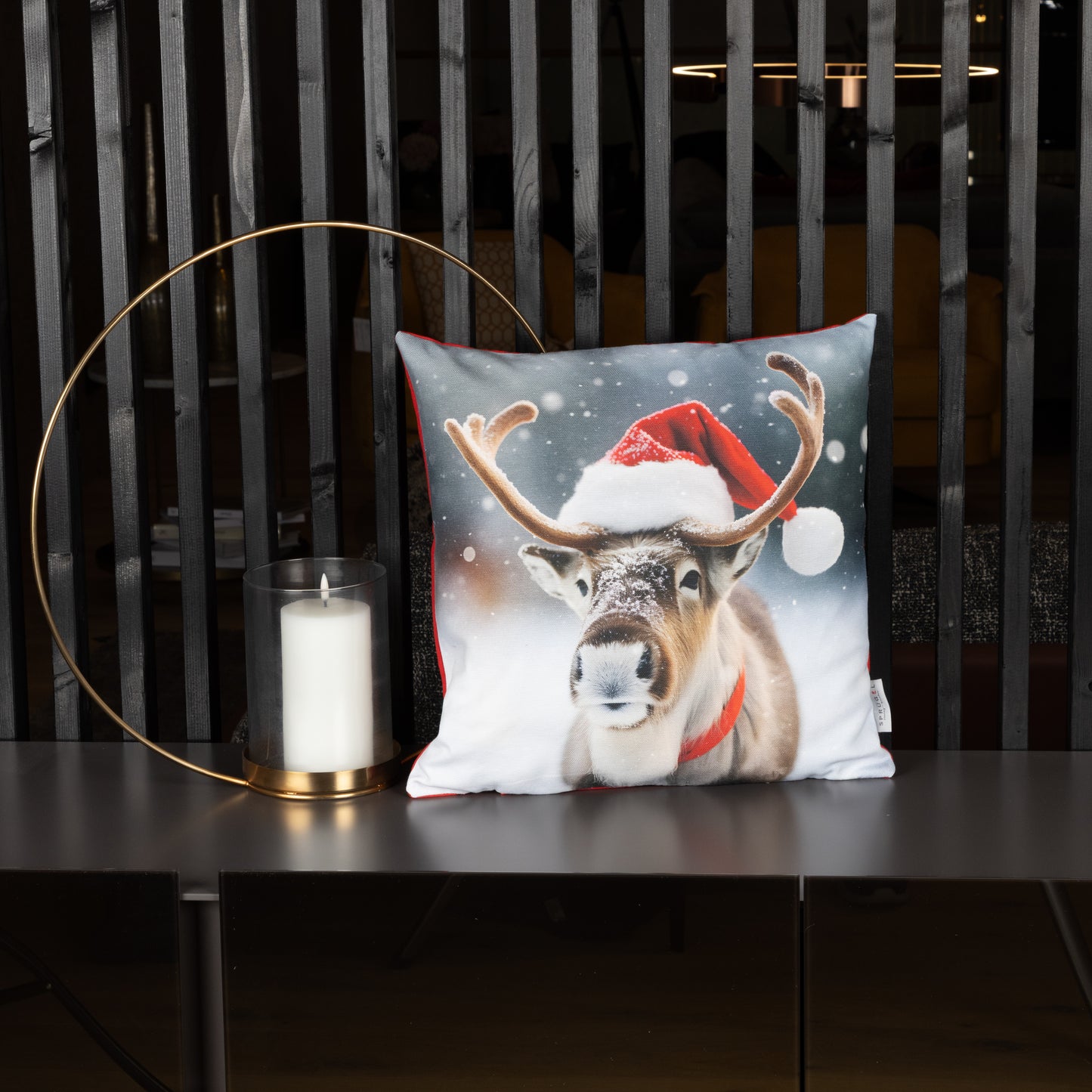 Sprügel Kissenbezug Winter Moose 45x45 Elch mit Mütze
