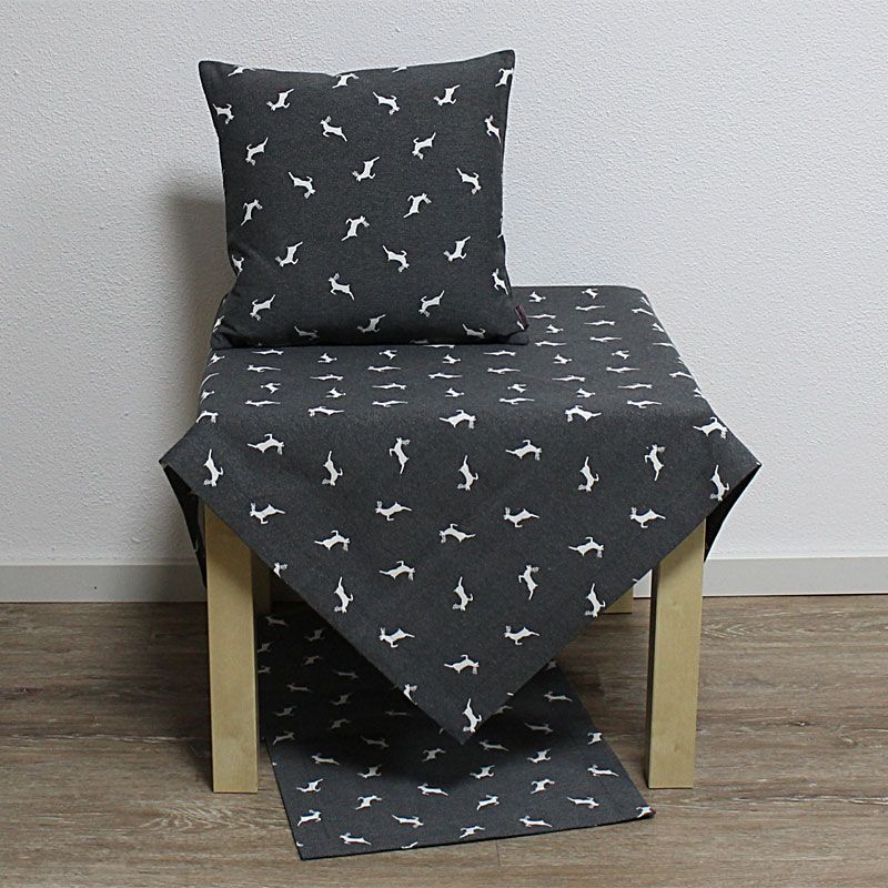 Hossner Tischläufer Kissenbezug Sprunghirsch beige anthrazit