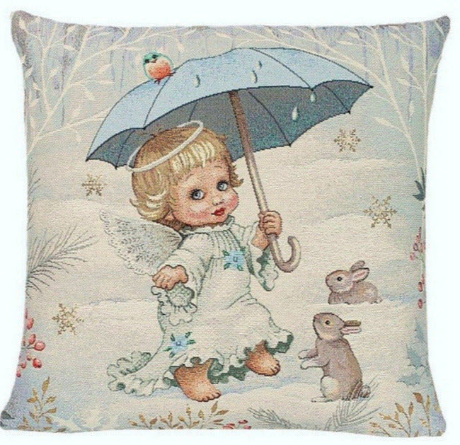 Kissenbezug Engel Weihnachten Kissen Gobelin Romantik natur-bunt (1St)