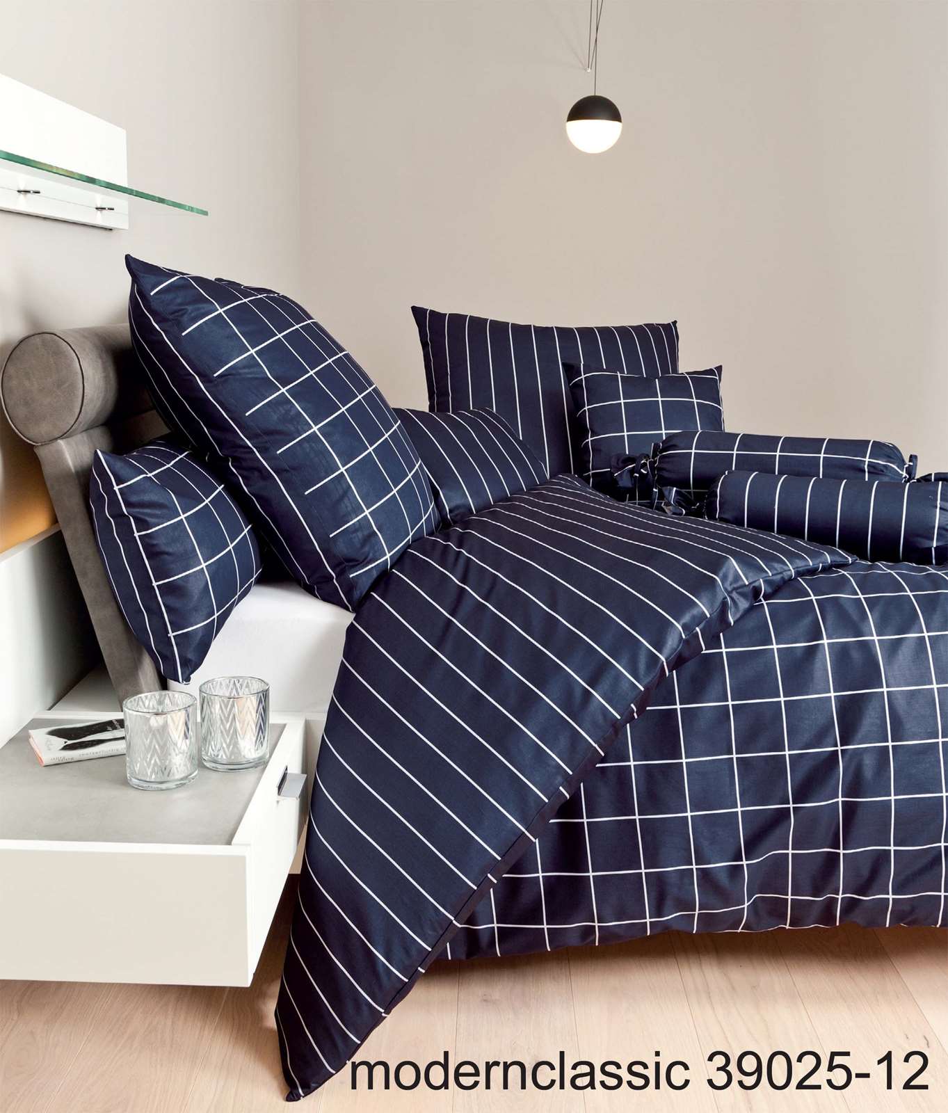 Janine Mako-Satin Bettwäsche modernclassic 39025 12 nachtschattenblau