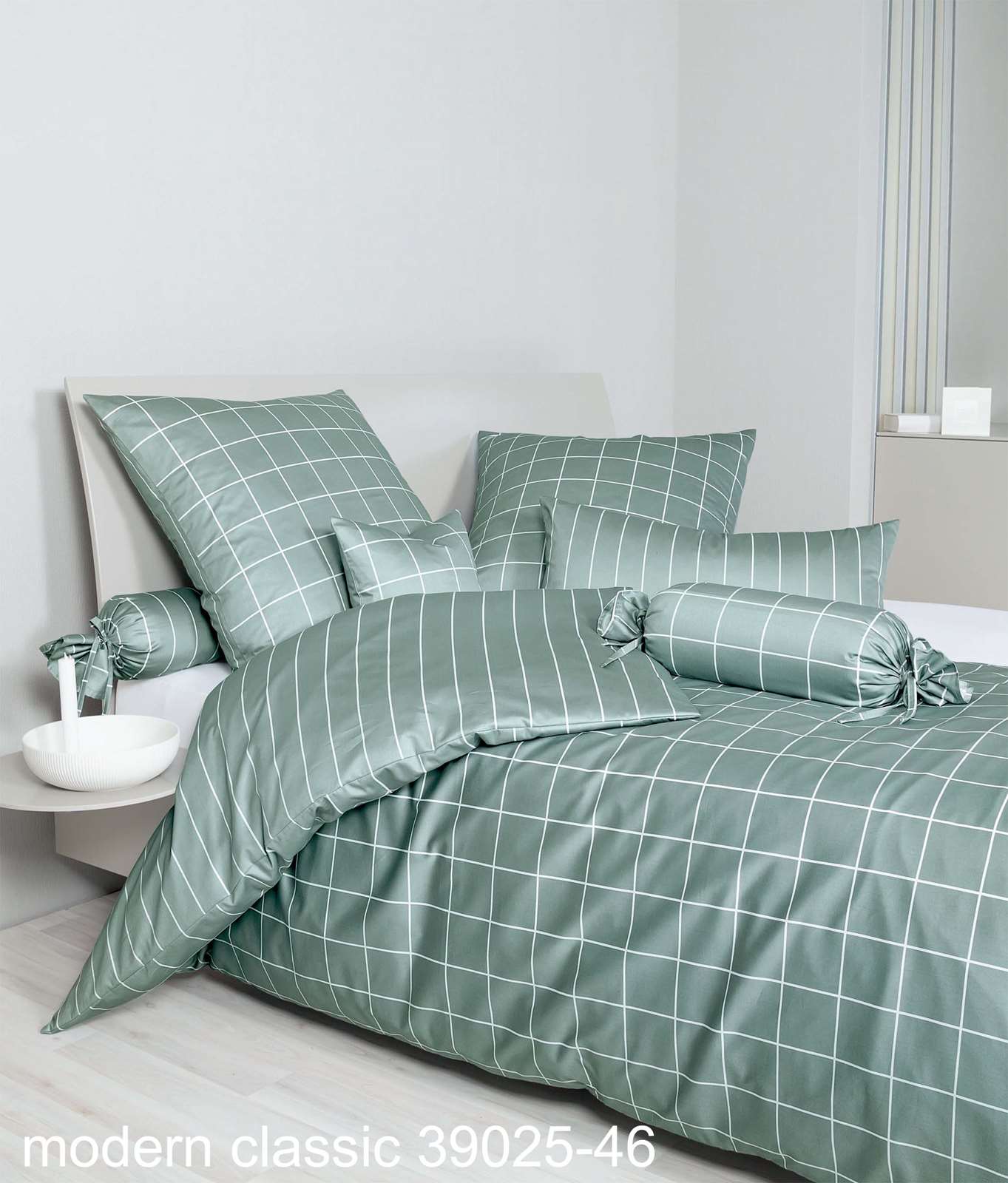 Janine Mako-Satin Bettwäsche modernclassic 39025 46 salbeigrün