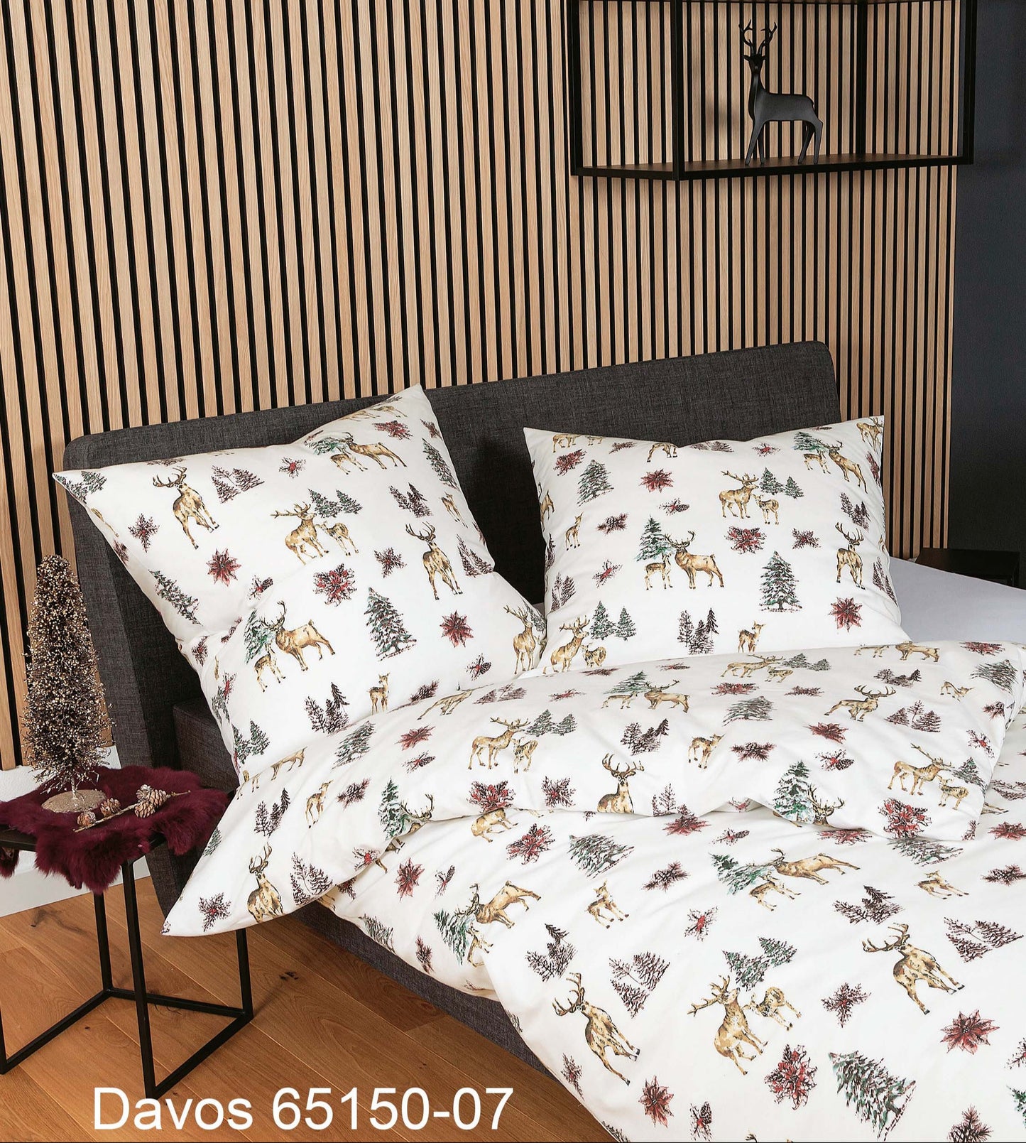 JANINE Feinbiber Bettwäsche Davos 65150 naturell rot grün (1St)