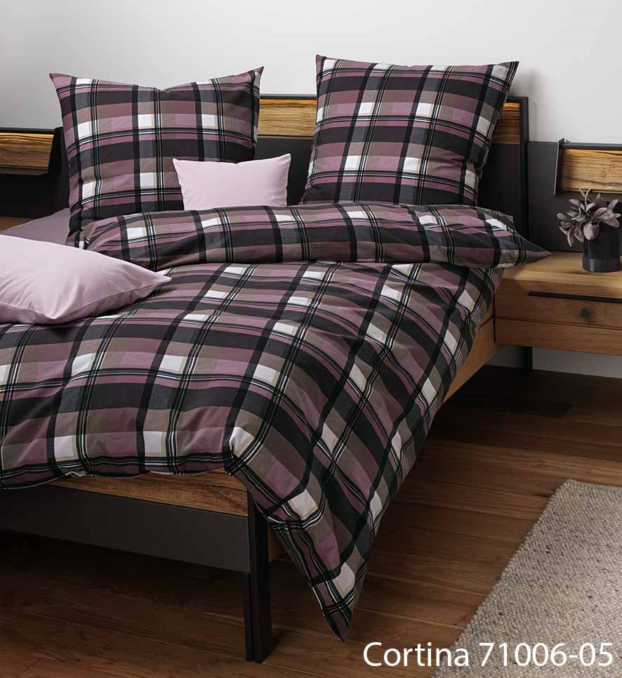 Janine Soft-Cotton Bettwäsche CORTINA 71006-05 Beere Lila 135x200+80x80