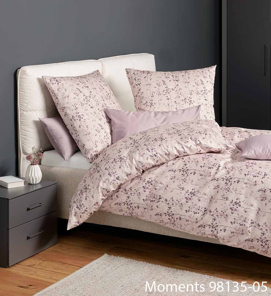 Janine Mako-Satin Bettwäsche MOMENTS 98135-05 Rosa Lila Zweige