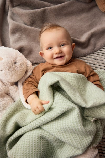 Biederlack Babydecke "Cotton" Green 100% Baumwolle, Größe 75x100 cm