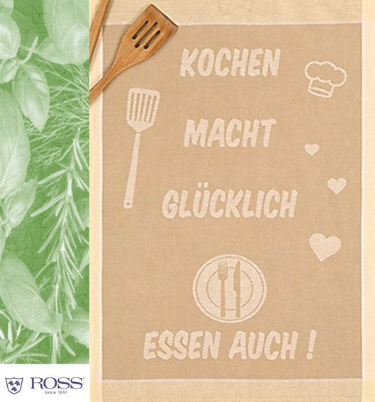 Ross Baumwolle Geschirrtuch Spruch kochen 50x70 cm