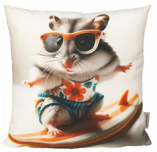 Kissenhülle Sprügel Surfer Hamster 45x45 cm (1St)