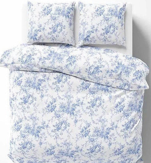Lorena Mako Satin Bettwäsche Toile-de-Jouy Marie azur 155x220+80x80 (1St)