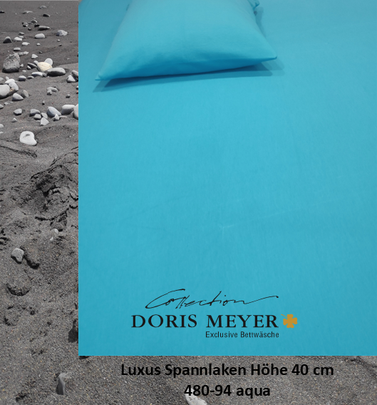 Jersey De Luxe Spannlaken Doris Meyer 40 cm Höhe 480-94 aqua