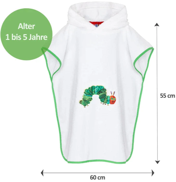 Smithy Badeponcho Raupe Nimmersatt Größe 1-4 Jahre
