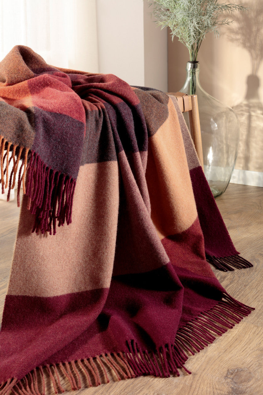 Biederlack Kaschmir-Plaid "Pleasant ",Ruby, 130x170 cm