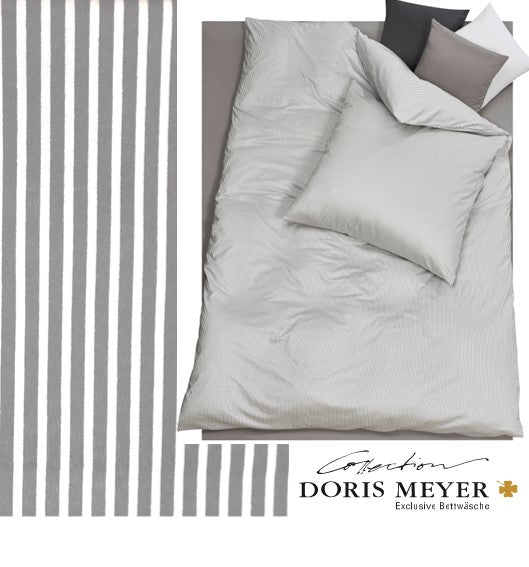 Doris Meyer Interlock-Jersey Bettwäsche Tom 4003-73 kiesel Streifen beide Seiten