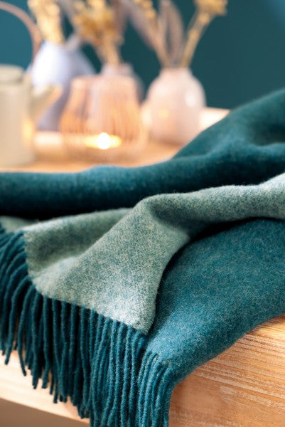 Biederlack Kaschmir-Plaid , Teal-Green, 130x170cm
