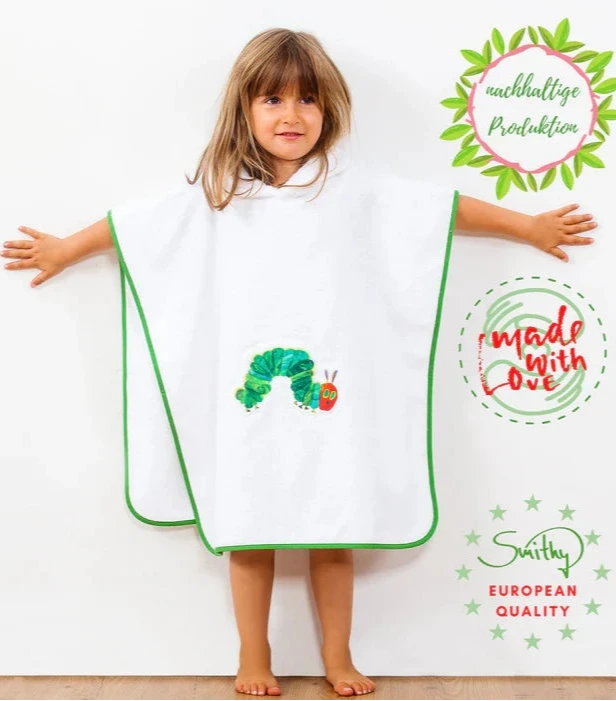 Smithy Badeponcho Raupe Nimmersatt Größe 1-4 Jahre