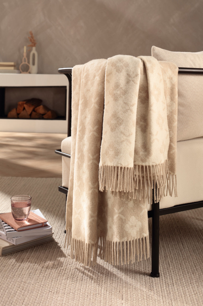 Biederlack Fransenplaid „Primo" Beige 130x170 cm