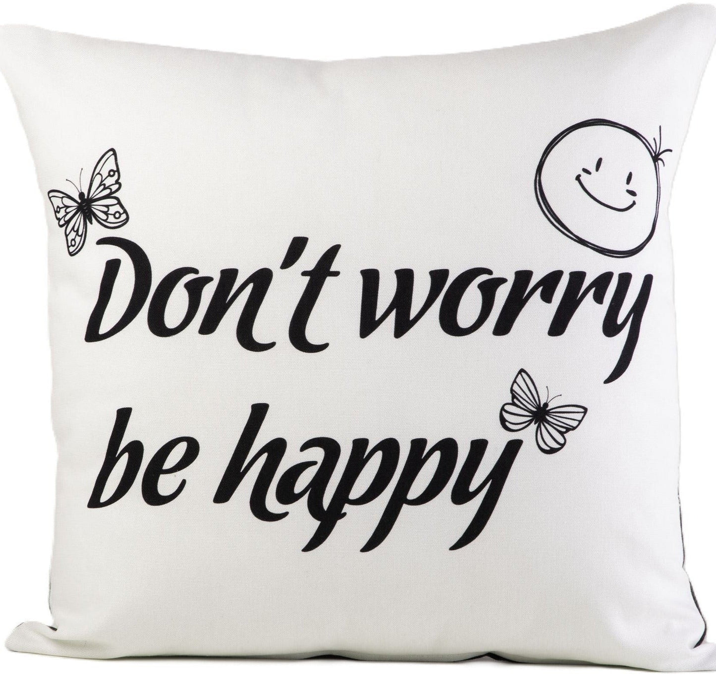 Sprügel Kissenhülle "Dont worry be happy" Wende Kissenbezug (nur noch 1 St vorhanden)