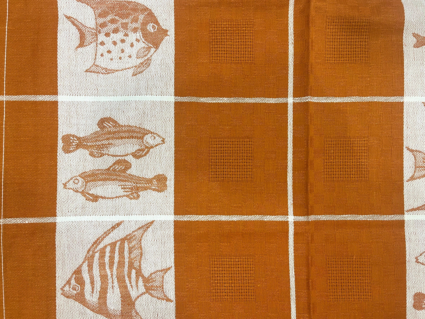 Ross Halbleinen Geschirrtuch Fische terra weiß 50x70