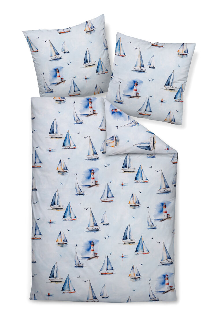 Janine Mako-Satin Bettwäsche modern art S 42161 mittelmeerblau