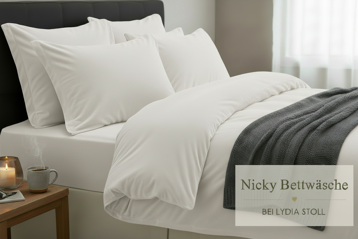 Nicky-Velours Bettwäsche Living Home weiß einfarbig 100