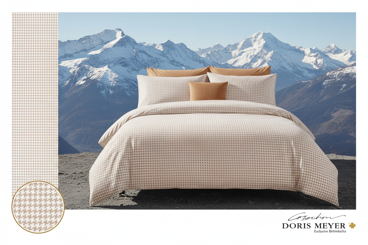 Doris Meyer Interlock Jersey Bettwäsche Sand Hahnentritt Berglandschaft