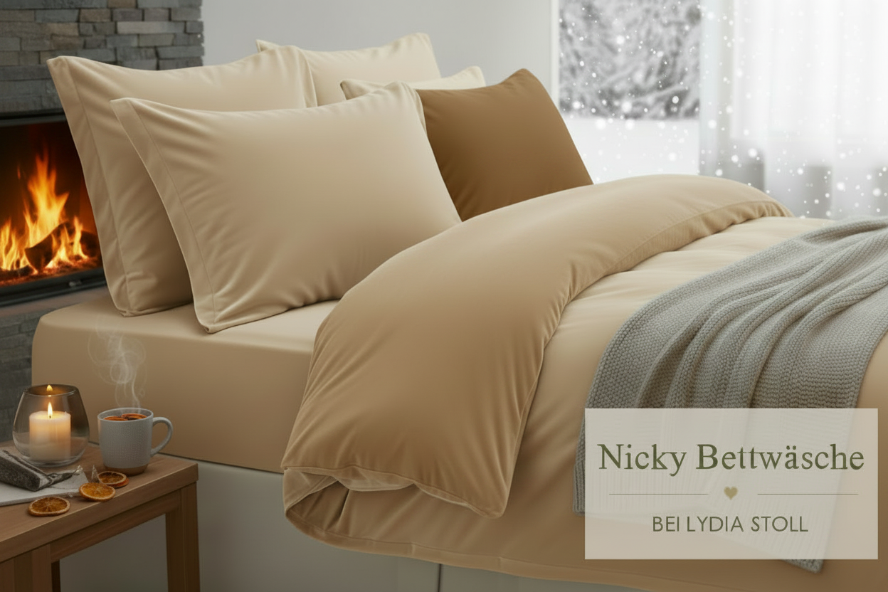Nicky-Velours Wendebettwäsche Living Home espresso 079 sand 071