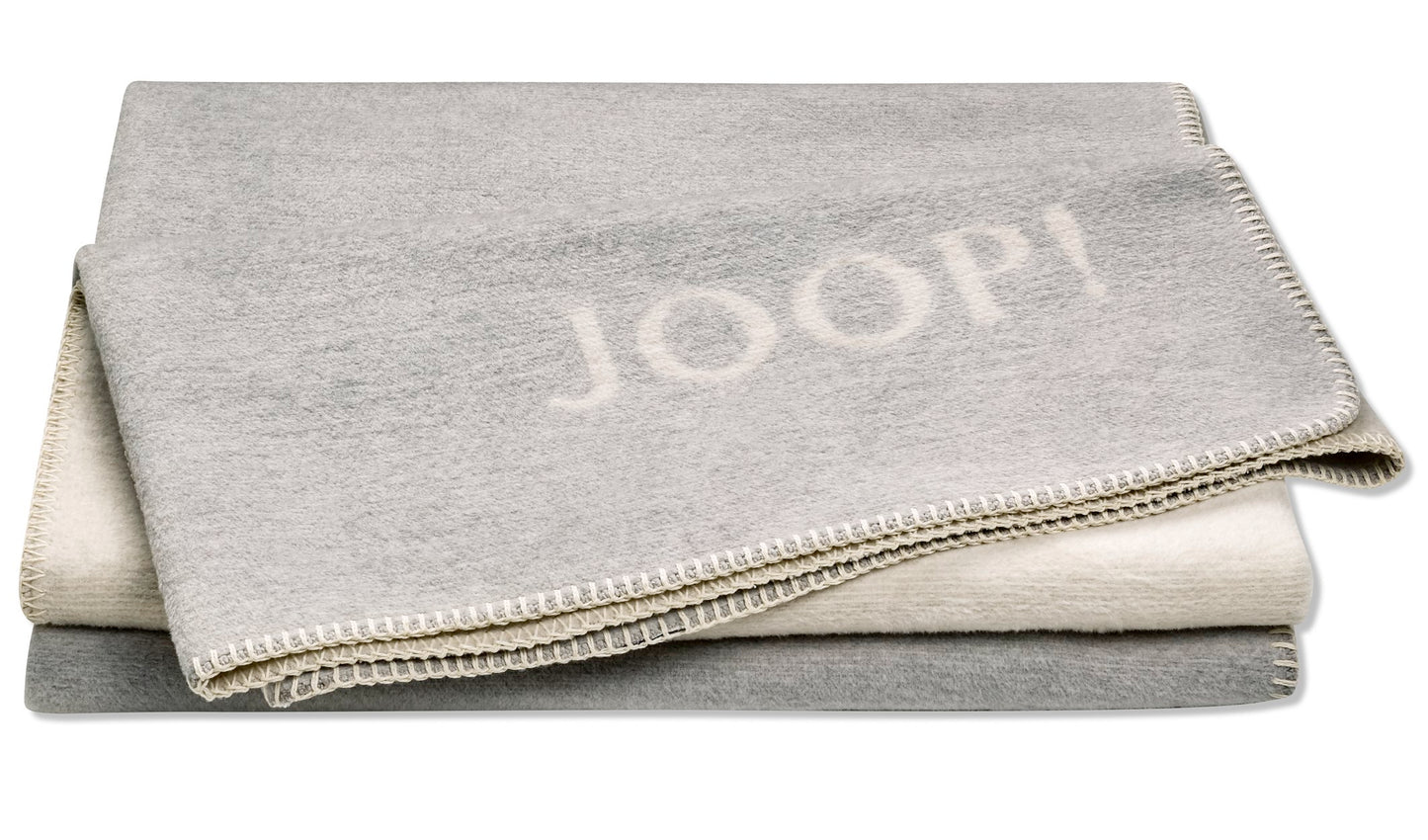 Biederlack Wohn- und Kuscheldecke "JOOP!- Melange Doubleface" 150x200 cm, stein-silber