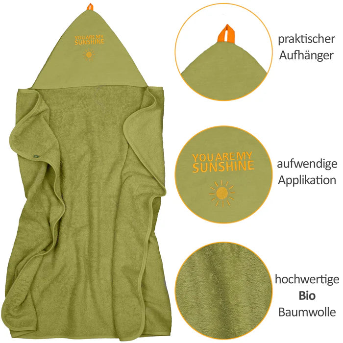 Kapuzen Handtuch "sunshine" moos Bio-Baumwolle 75x100