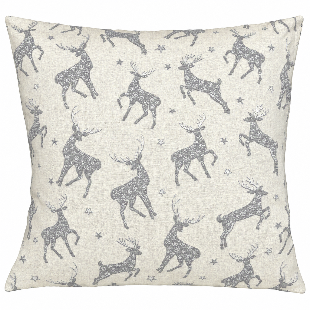 Throw and cushion cover 40x40 grey silver deer