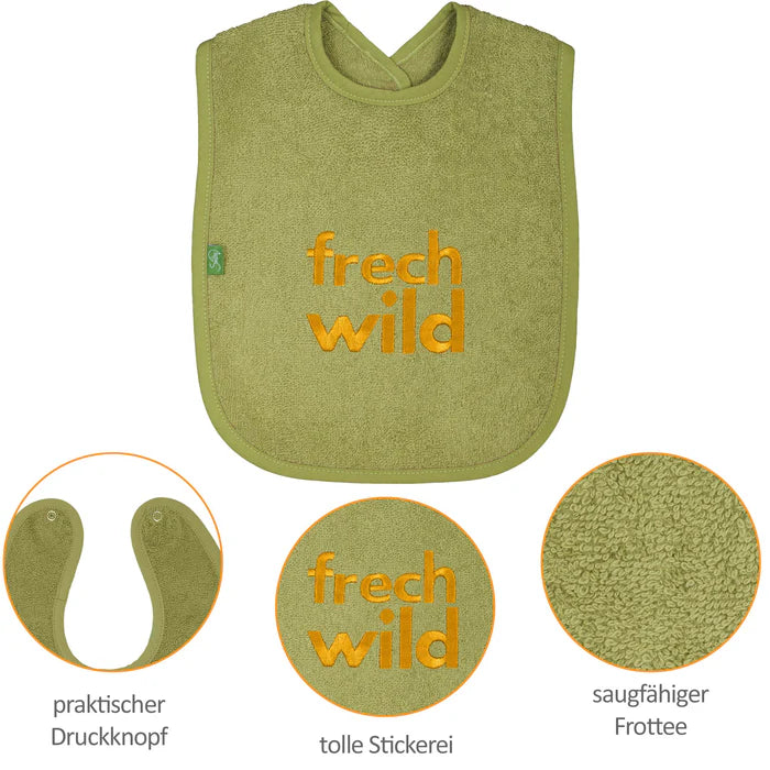 Smithy Lätzchen "frech wild" Bio-Baumwolle moos