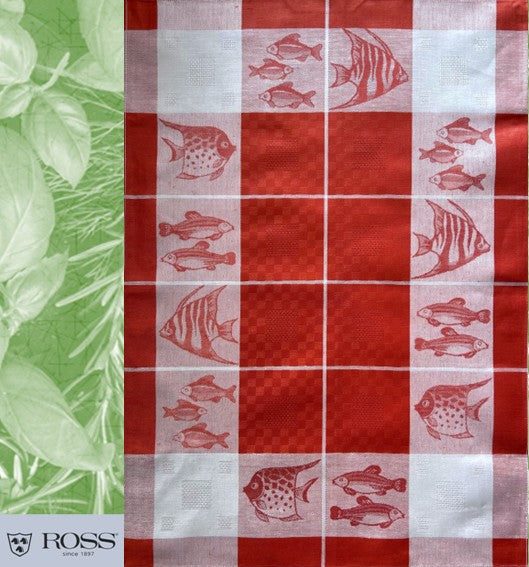 Ross Halbleinen Geschirrtuch Fische rot weiß 50x70 (1St)