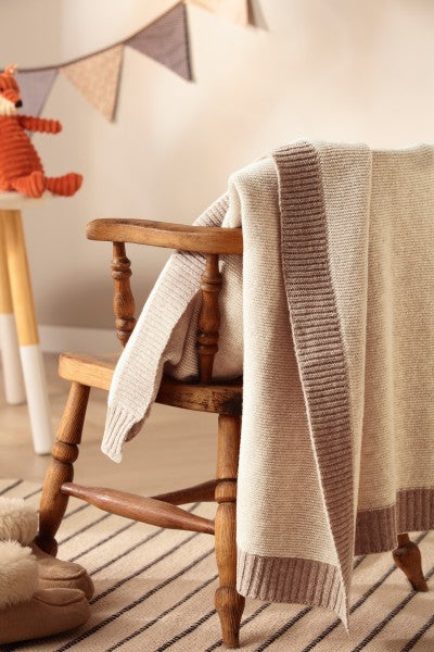 Biederlack Babydecke "Wool Knit" Nature, 100% Wolle, 75x100 cm