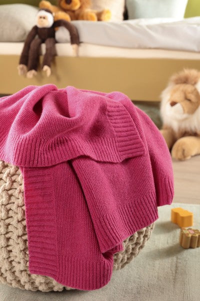 Biederlack Babydecke "Wool Knit" Pink, 100% Wolle, 75x100 cm