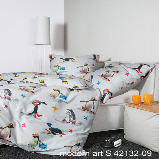 Mako-Satin Bettwäsche modern art S  42132-09 cool Pingu