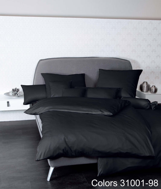 Janine Mako-Satin Bettwäsche UNI 31001 - 98 schwarz