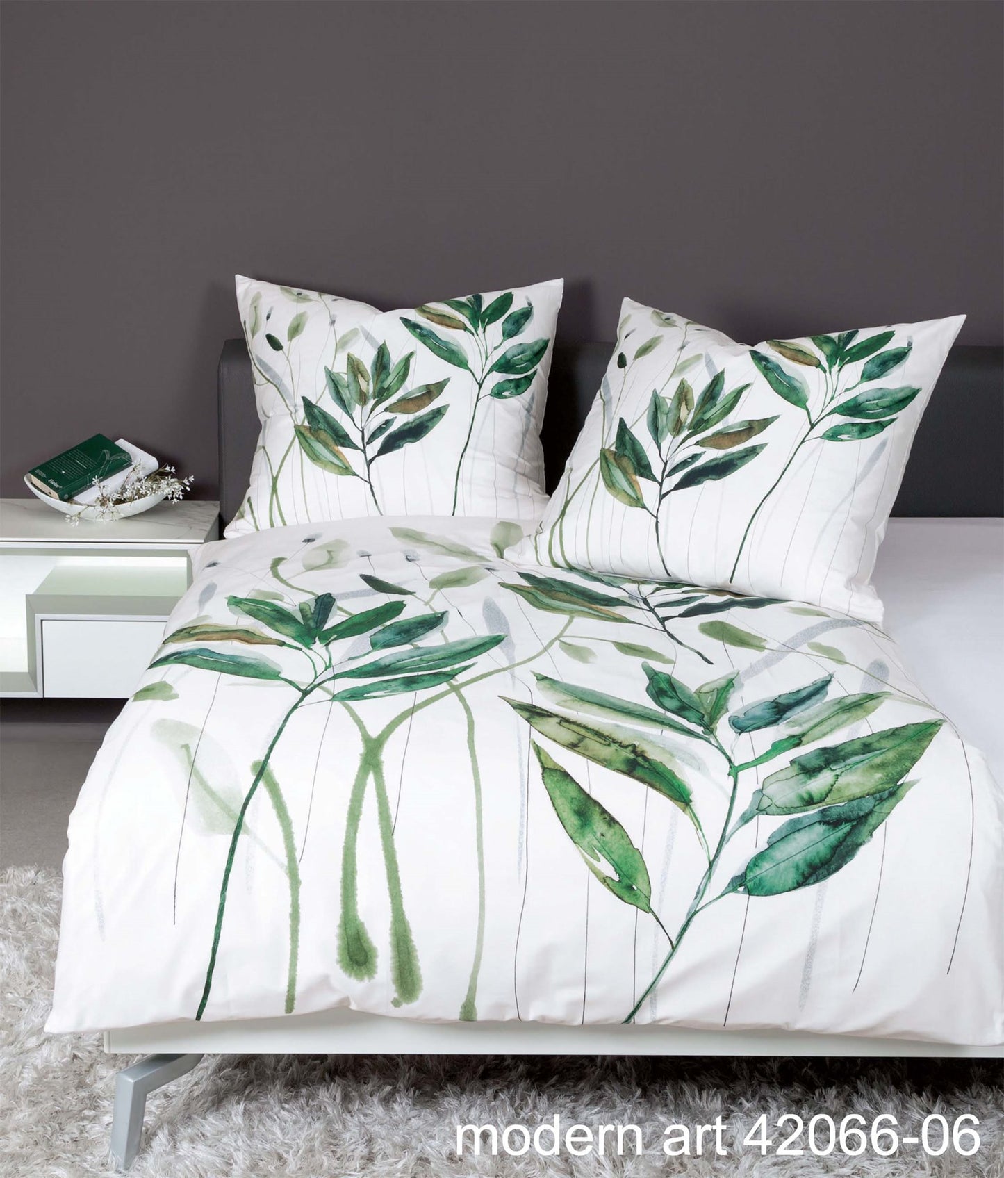 Janine Mako-Satin Bettwäsche modern art 42066 grün