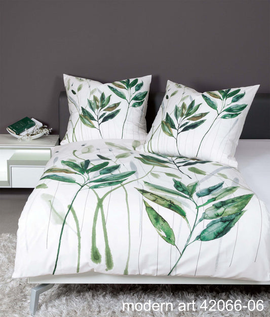 Janine Mako-Satin Bettwäsche modern art 42066 grün