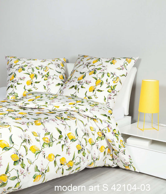 Janine Mako-Satin Bettwäsche modern art S 42104 zitronengelb