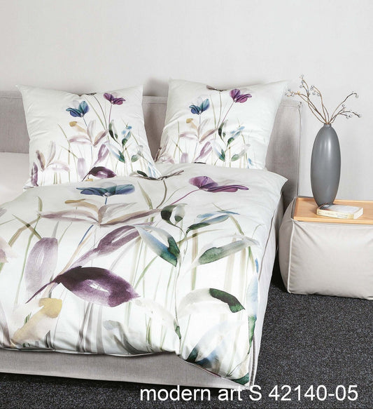 Janine Mako-Satin Bettwäsche modern art  S 42140 - 05 mauve blau