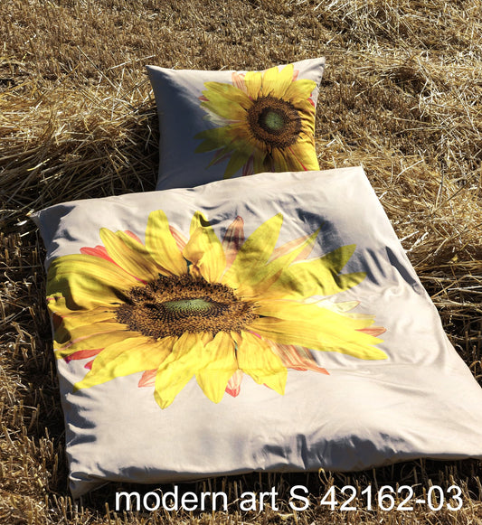 Janine Mako-Satin Bettwäsche modern art S 42162 gelb sand