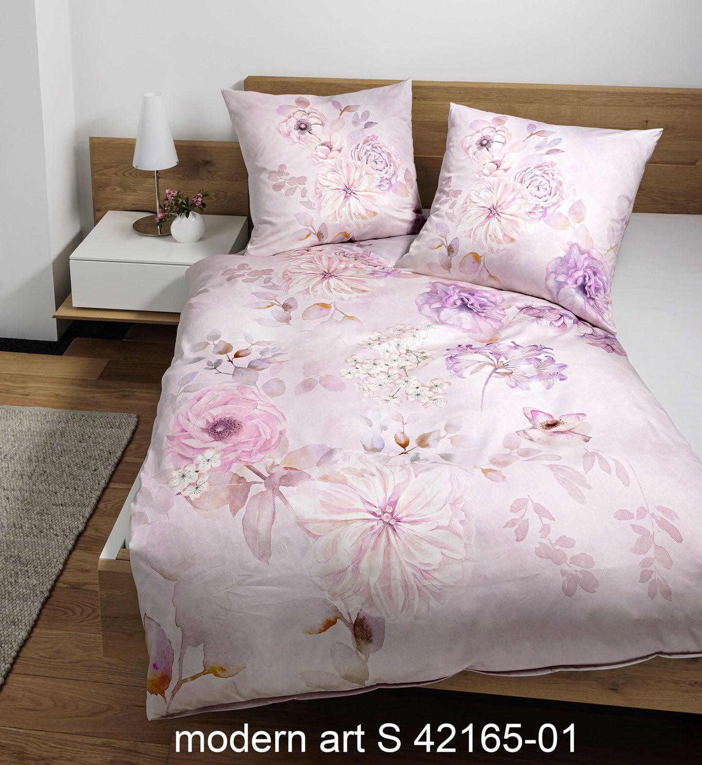 Janine Mako-Satin Bettwäsche modern art S 42165 rosa