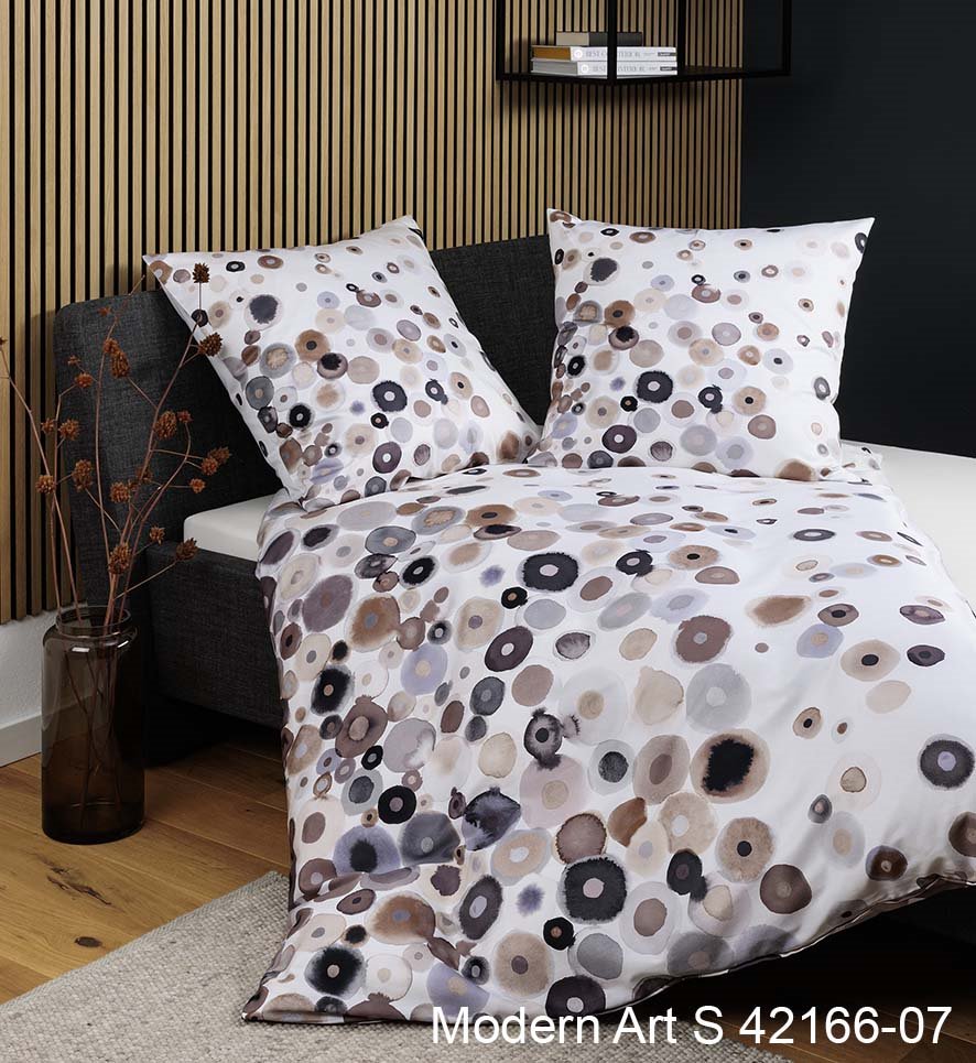 Janine Mako-Satin Bettwäsche modern art S  42166 - 07 taupe beige