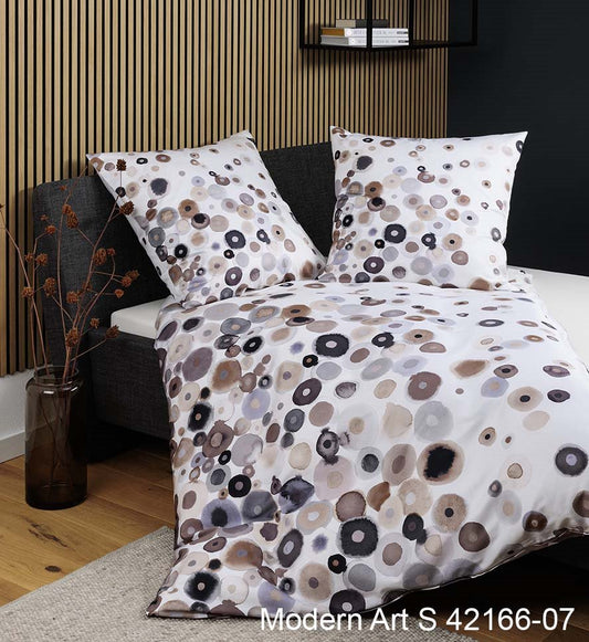 Janine Mako-Satin Bettwäsche modern art S  42166 - 07 taupe beige