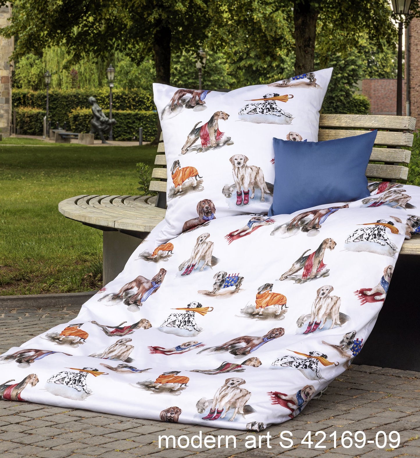 Janine Mako-Satin Bettwäsche modern art S 42169 Hunde multicolor