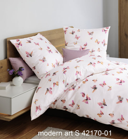 Janine Mako-Satin Bettwäsche modern art S 42170 rosa naturell