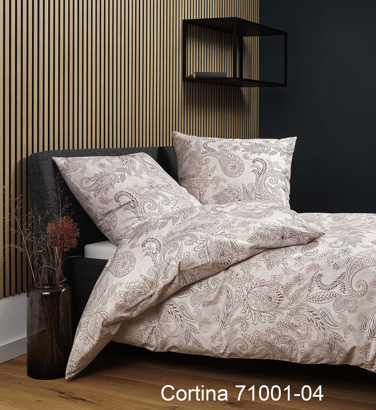 Janine Soft-Cotton Bettwäsche CORTINA 71007-04 Beige Kupfer Zweige –