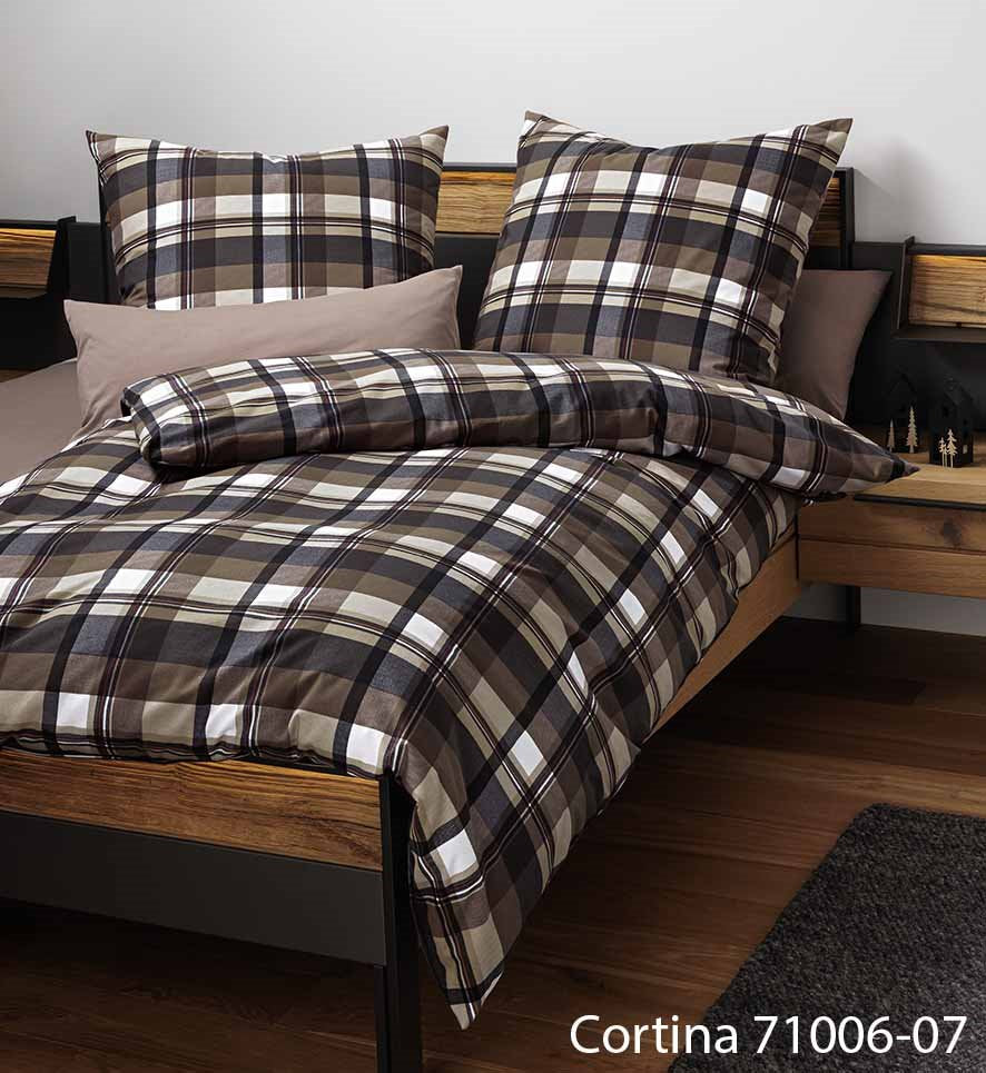 Janine Soft-Cotton Bettwäsche CORTINA 71006-07 Mocca Beige 135x200+80x80