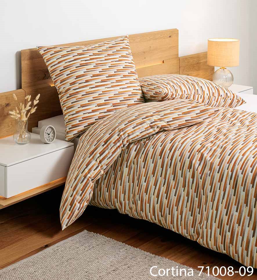 Janine Soft-Cotton Bettwäsche CORTINA 71008-09 Orange Braun