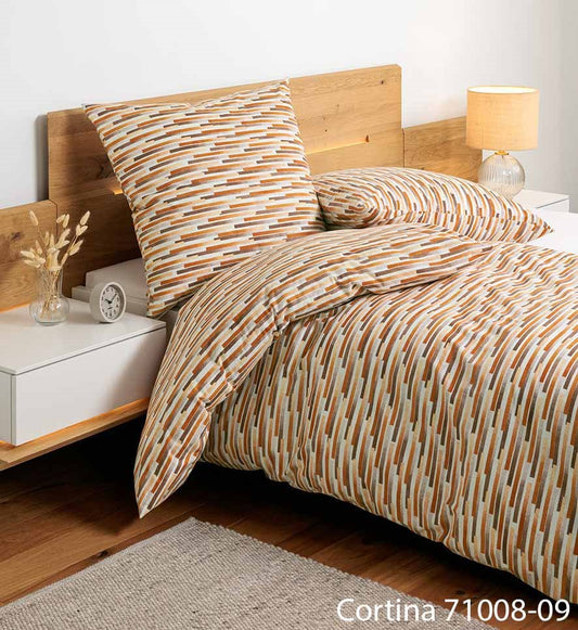 Janine Soft-Cotton Bettwäsche CORTINA 71008-09 Orange Braun